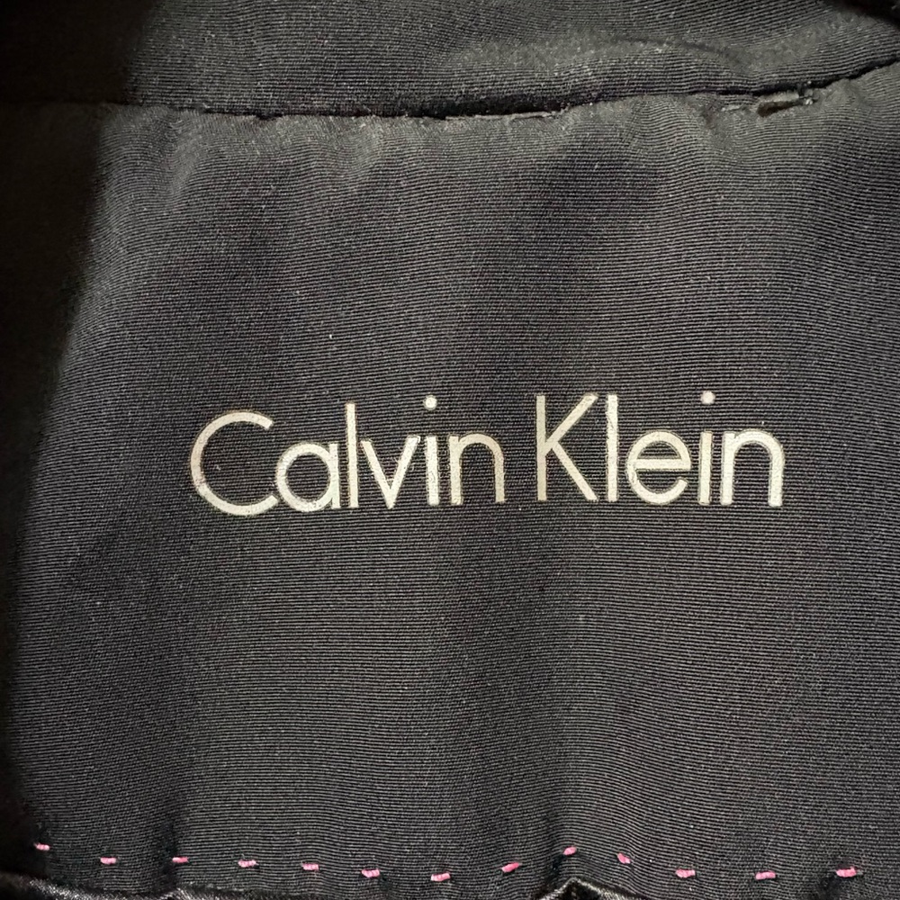Calvin Klein-Classy black trench coat. Size small. Silver details/Hood. Like new - Picture 6 of 16
